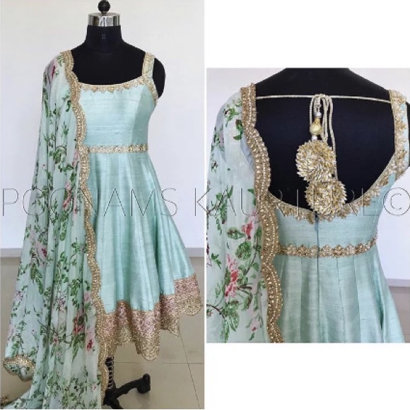 COPY - Poonams Kaurture PURE SILK CHIFFON FLORALS Anarkali - Picture 2 of 4